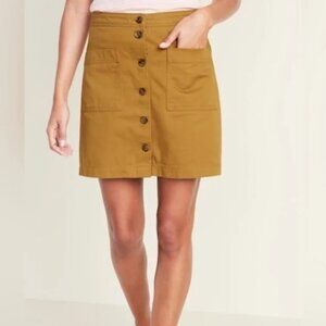 Old Navy Mini Button Up Tan Pocket Skirt 8